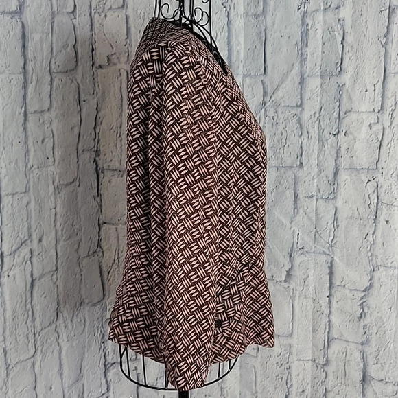 CYNTHIA HOWIE Silk Lightweight Abstract Brown‎ and Tan Short Jacket Size 10 - Picture 5 of 8